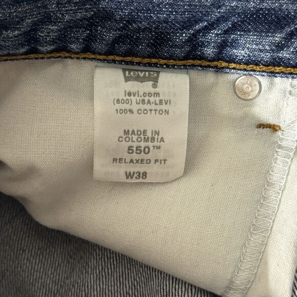 Levis 550 Denim Shorts Men 38 Blue Relaxed Fit Jorts Dadcore Classic Rugged - Picture 6 of 8